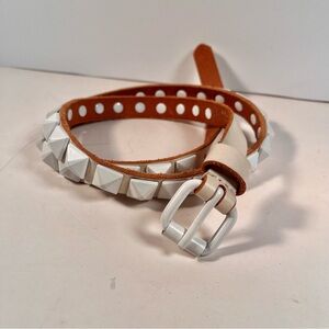 Linea pelle white leather stud belt M